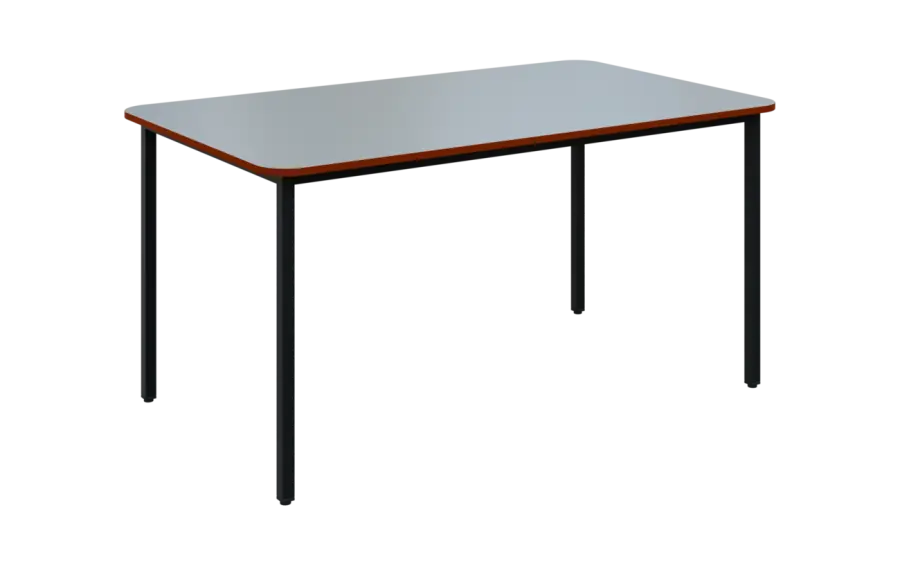 JSBR 150N Jídelní stůl 1500 x 900 mm, deska šedá s hranou cihlově červená / podnož černá